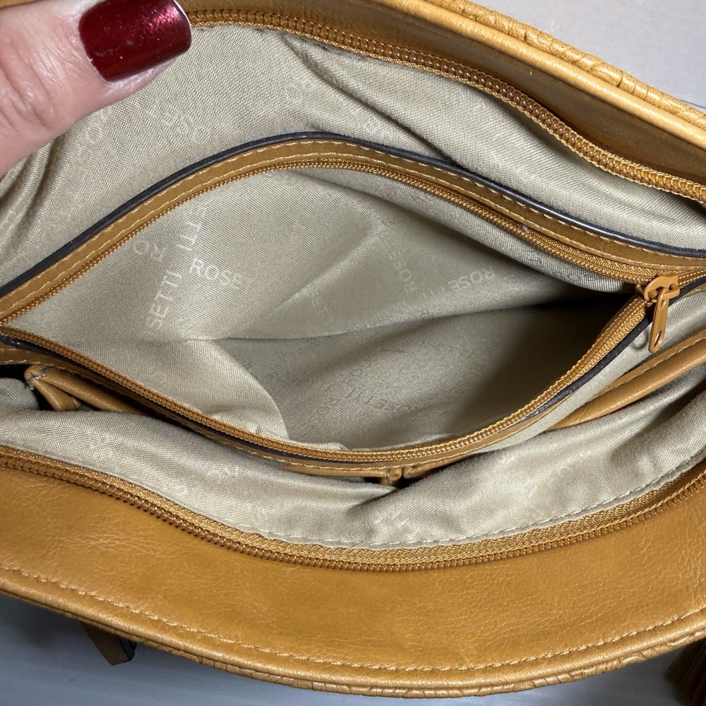 Rosetti Tan Shoulder Bag Faux Leather Zip Compartments Everyday Hobo Purse - Picture 10 of 14